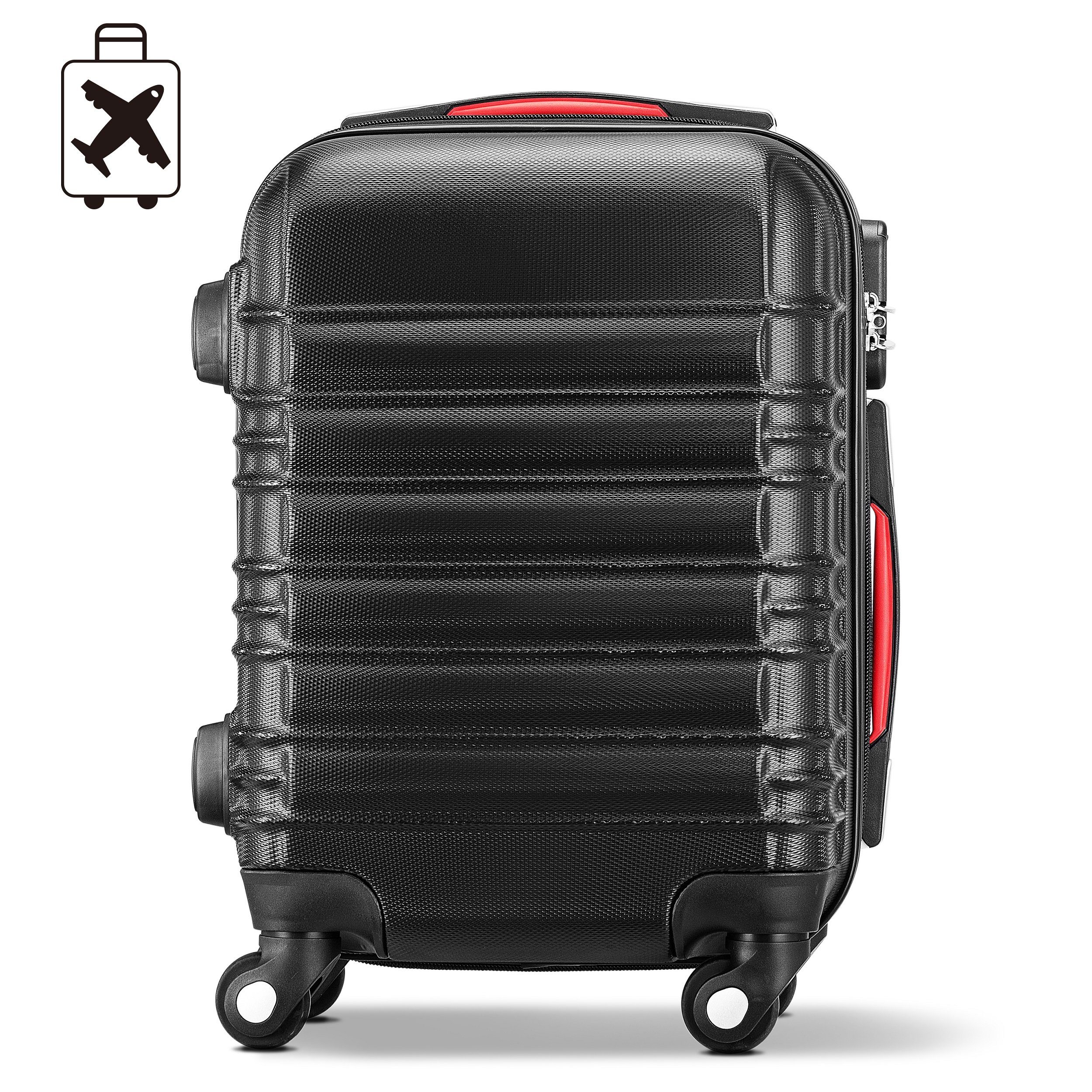 Premium Handgepäckkoffer Handgepäck *KOFFER-BARON* Hartschalenkoffer ABS, Schwarz Kabinnenkoffer
