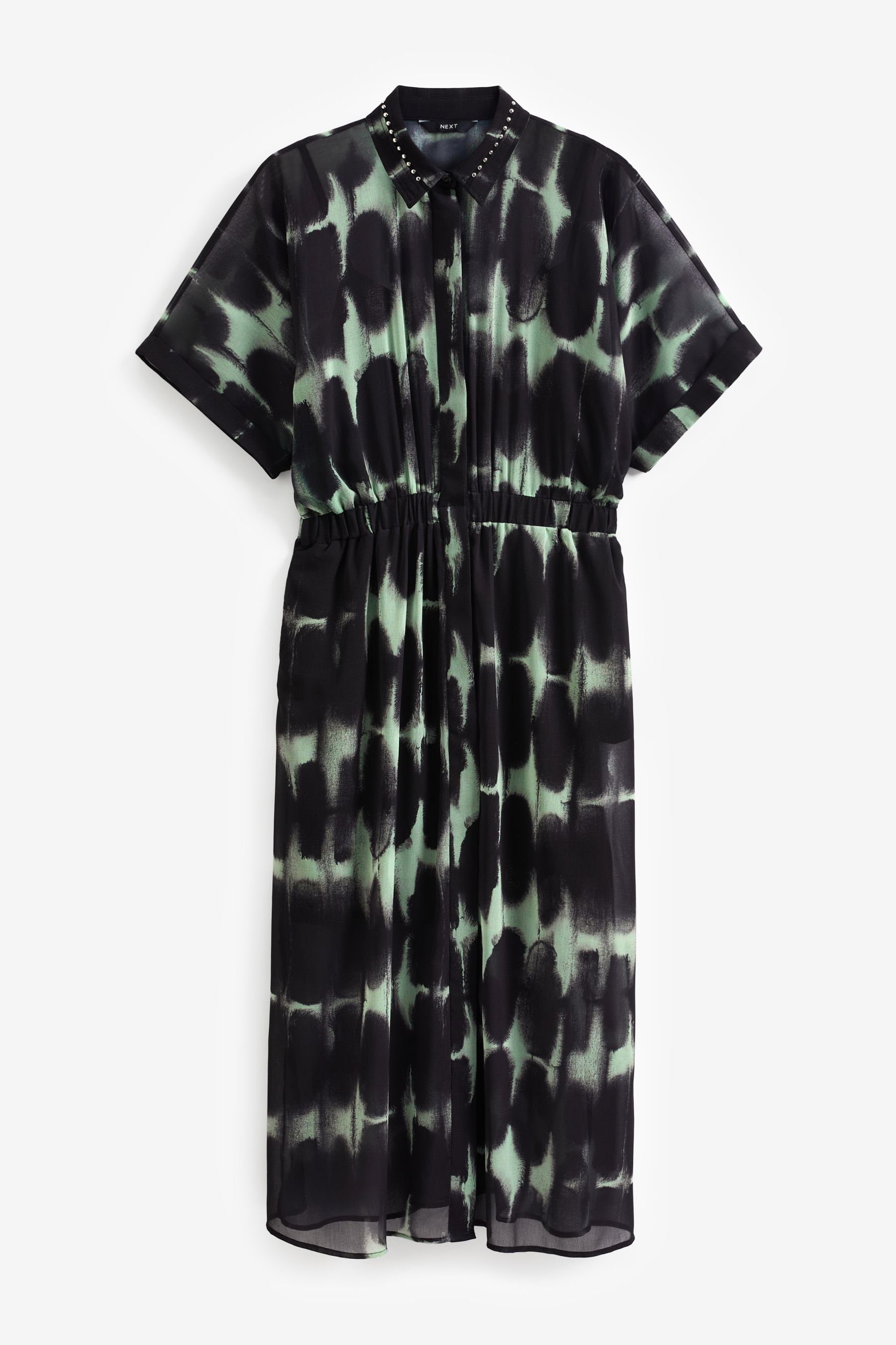 Midikleid Kurzärmeliges Kleid mit Bindegürtel