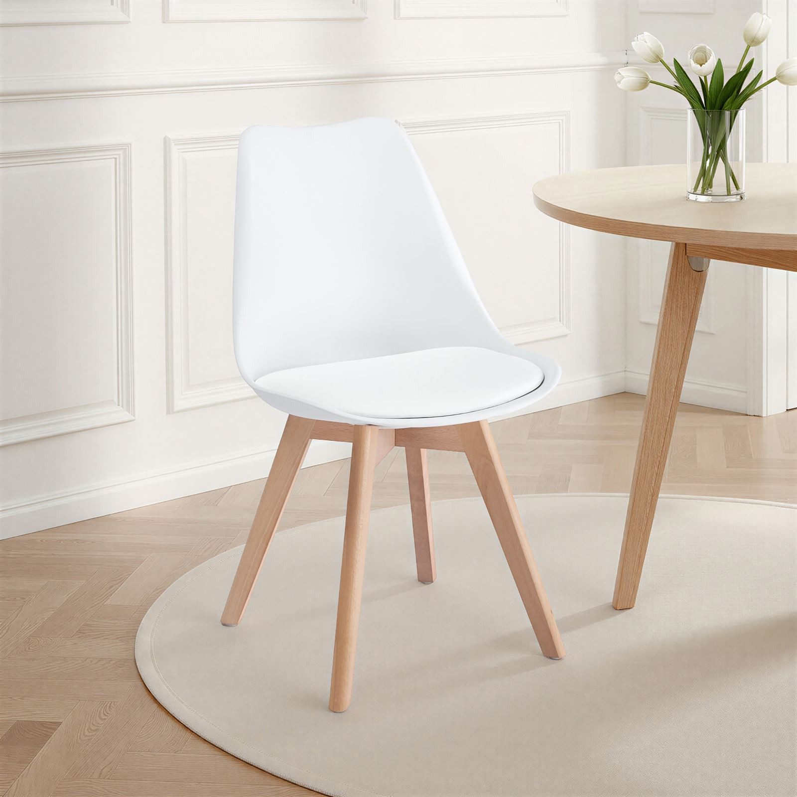 IDIMEX Esszimmerstuhl ABBY (4 St), Esszimmerstühle 4er Set mit ergonomischer Rückenlehne Weiß