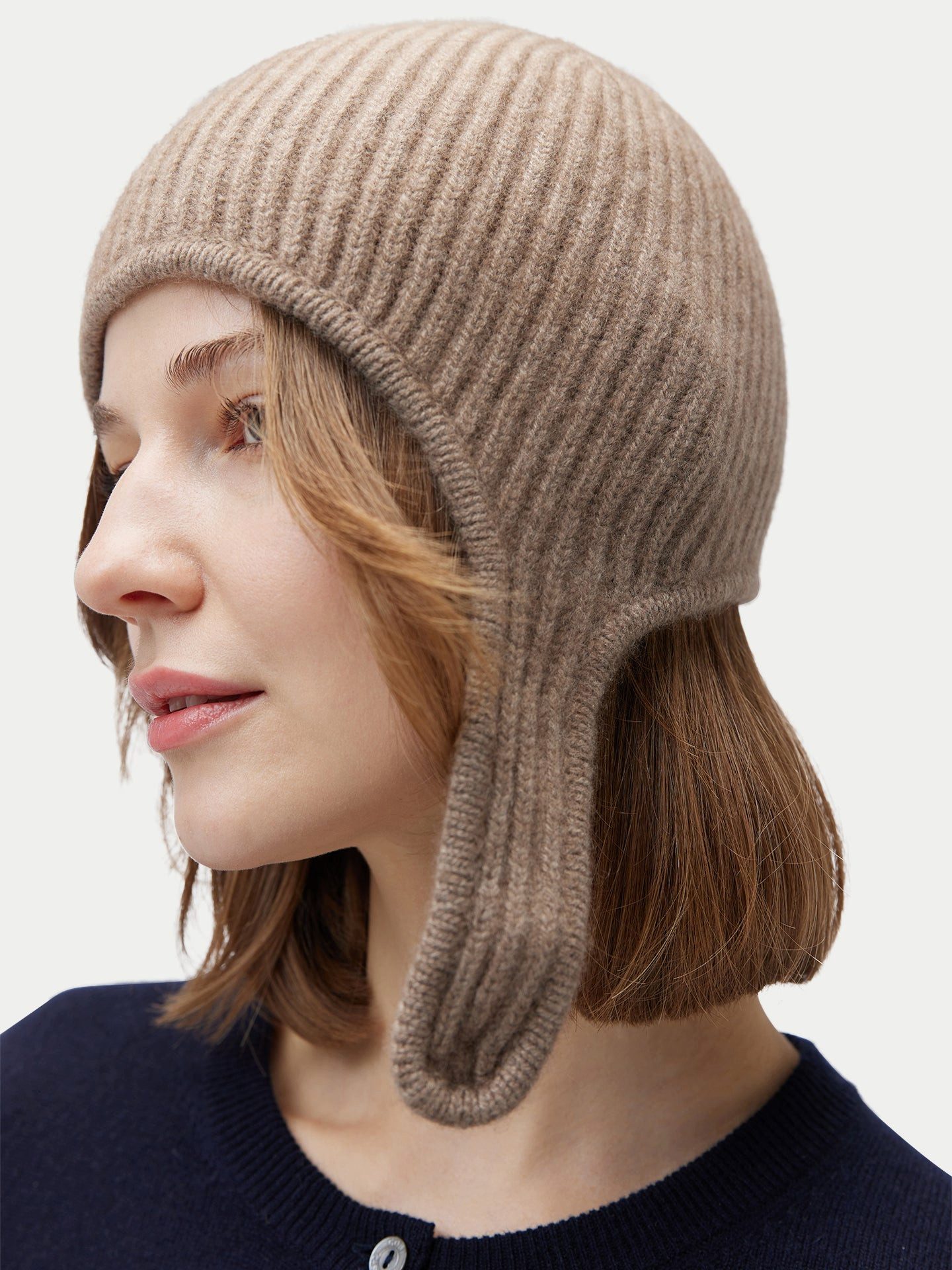 GOBI Cashmere Beanie Gestrickte Kaschmir Aviator-Mütze