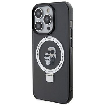 KARL LAGERFELD Handyhülle iPhone 15 Pro aufstellbar Magsafe kompatibel schwarz 6,1 Zoll, Kantenschutz