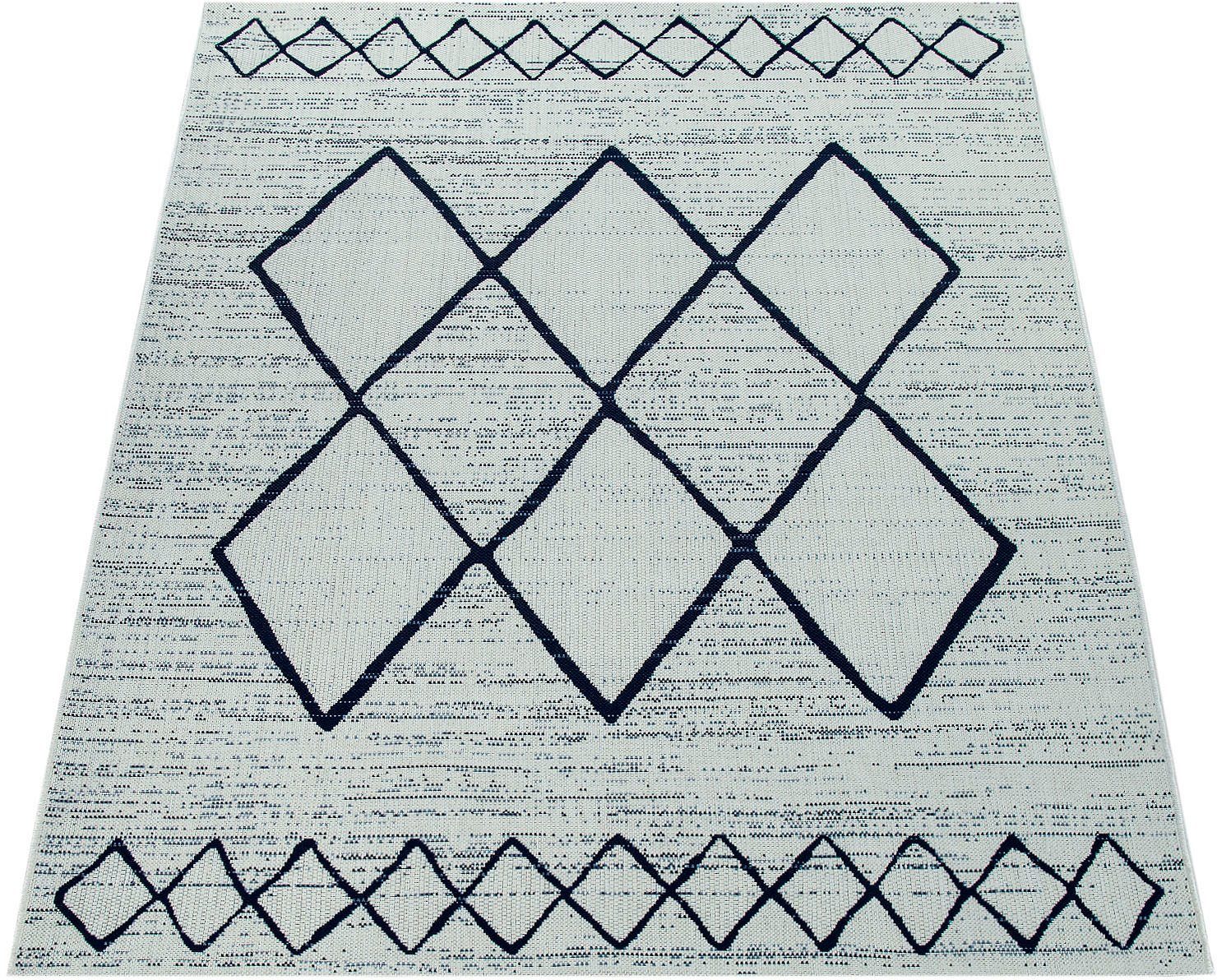 Teppich Kortrijk 744, Paco Home, rechteckig, Höhe: 4 mm, Flachgewebe, Rauten Design, In- und Outdoor geeignet, Wohnzimmer | Kurzflor-Teppiche