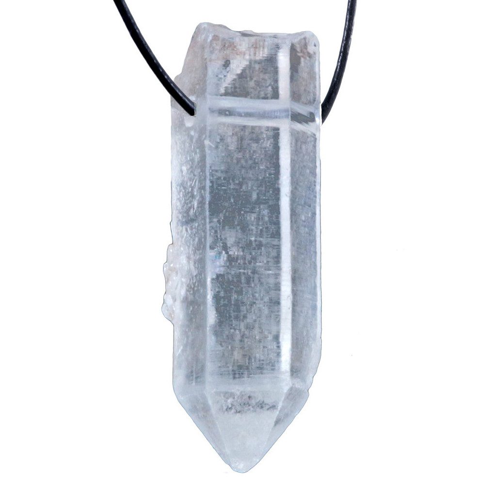 Lebensquelle Plus Kettenanhänger Bergkristall Naturspitze + Edelsteinkarte und Baumwollband
