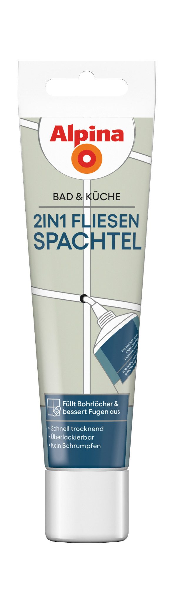 Alpina Spachtelmasse Alpina Bad & Küche 2in1 Fliesenspachtel, Überlackierbar, kein Schrumpfen