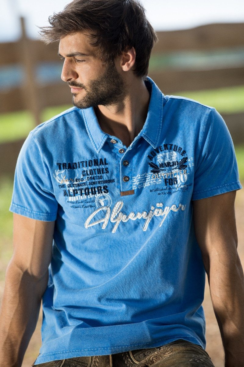 MarJo Trachtenshirt Trachtenshirt Herren - ALPENJÄGER - blau, bordeaux