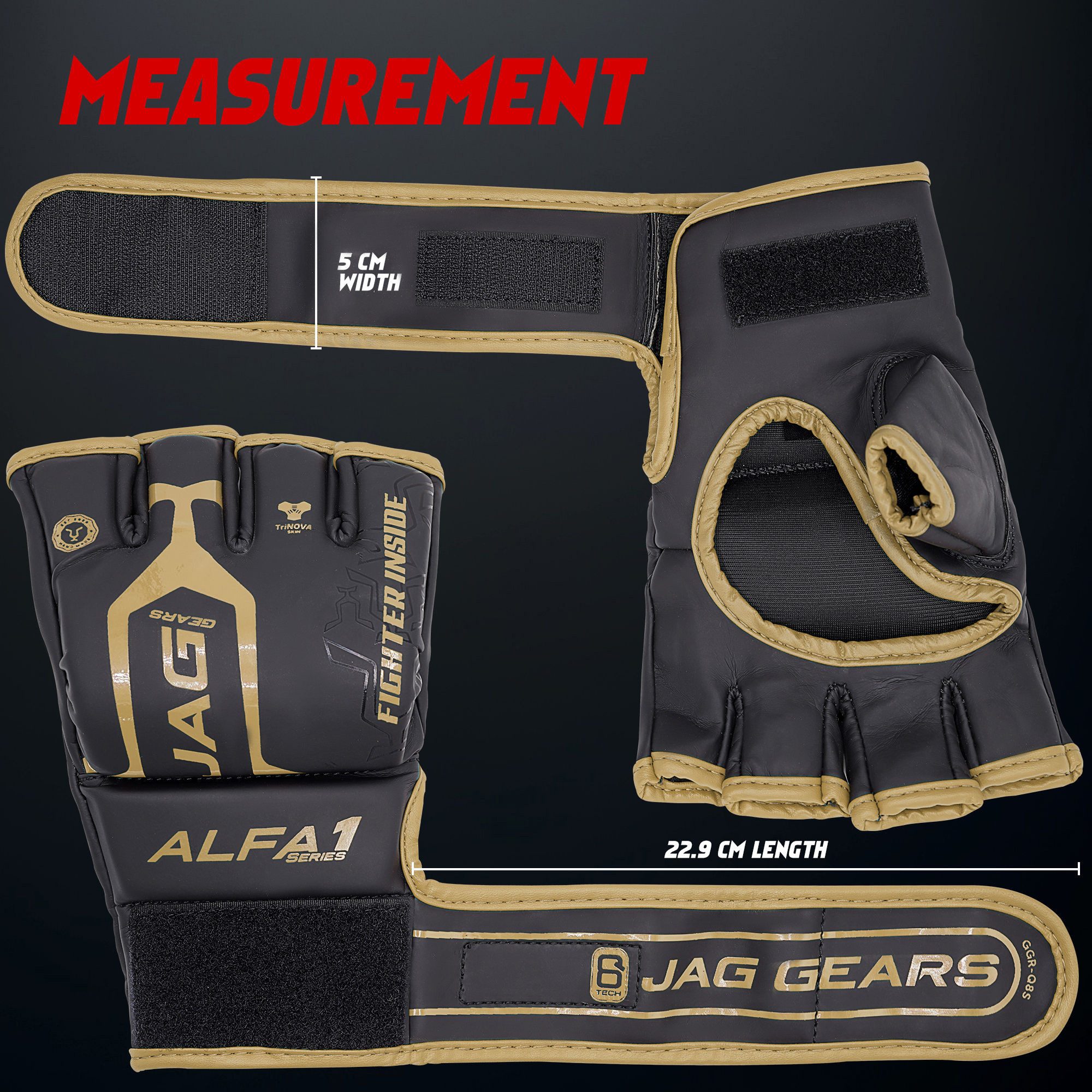 JAG GEARS MMA-Handschuhe MMA-Handschuhe Boxen Kickboxen Grappling und Sparring Handgelenkschutz (Set), Open-Palm MMA Gloves mit High-Density Knöchel- & Handschutz