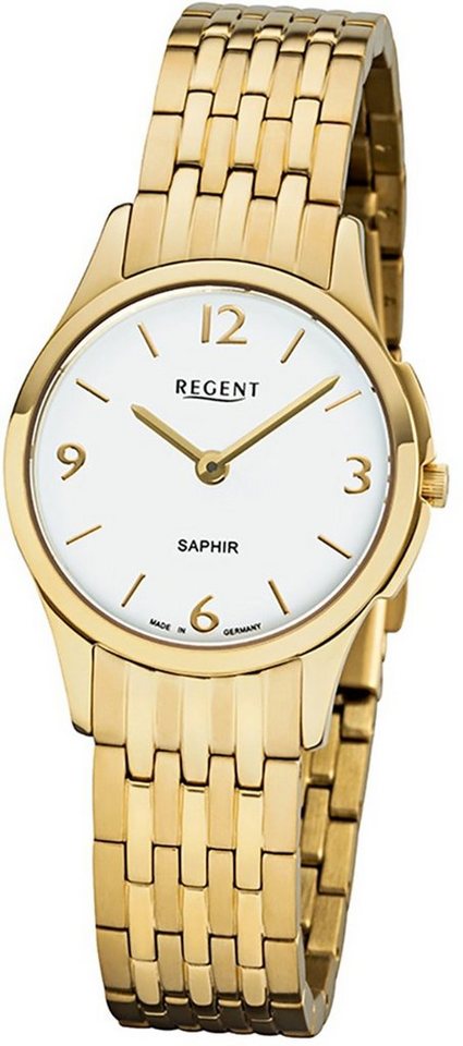 Regent Quarzuhr Regent Damen Uhr GM-1619 Metall Quarz, Damen Armbanduhr  rund, klein (ca. 28mm), Metallarmband