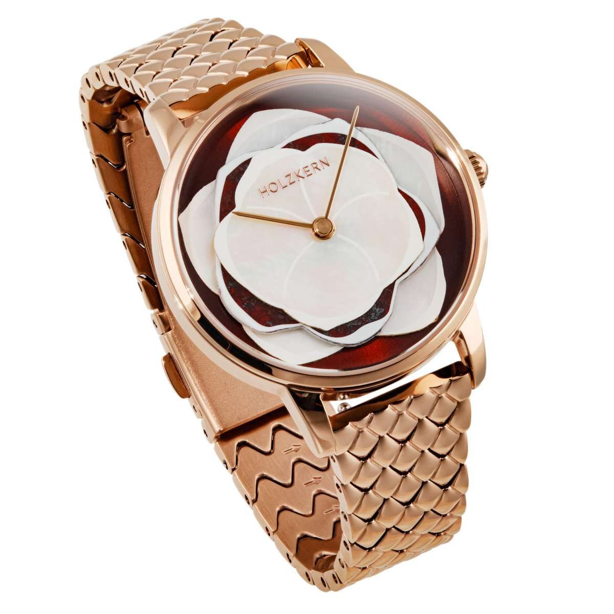 Holzkern Quarzuhr 9010631024581, für Damen Rosetta Perlmutt/Jaspis
