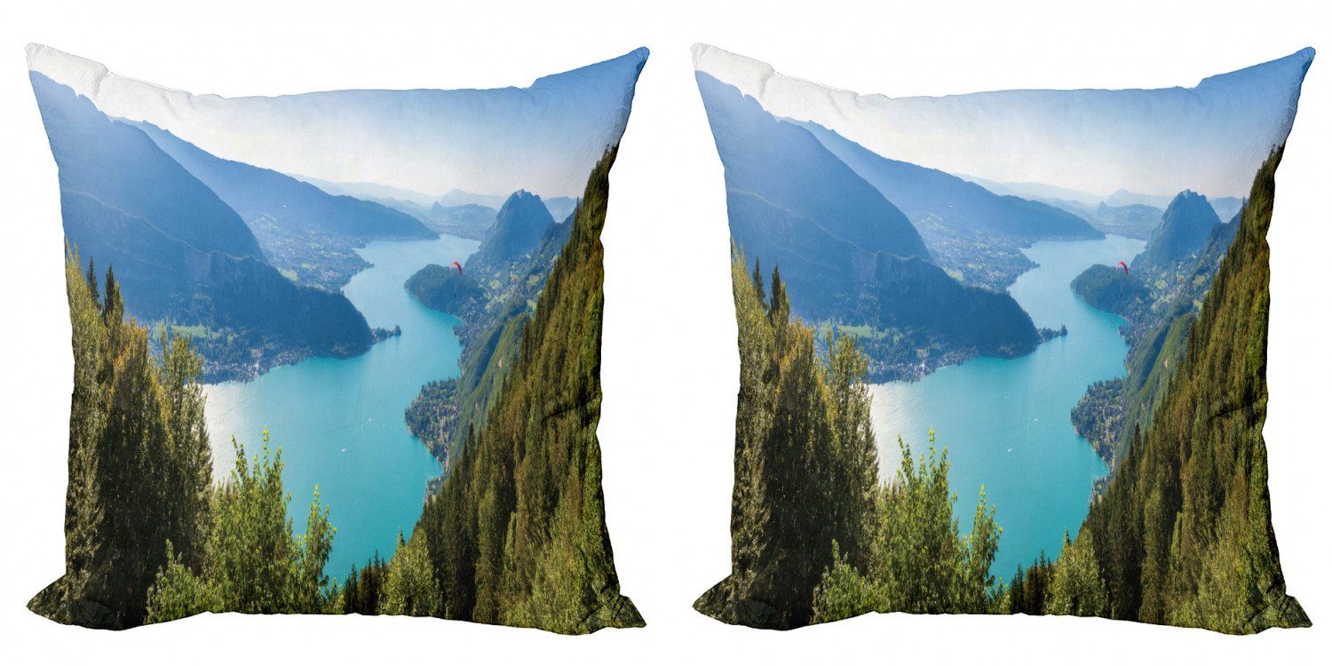 Kissenbezüge Modern Accent Doppelseitiger Digitaldruck, Abakuhaus (2 Stück), lake Forest Luft Annecy See Pine