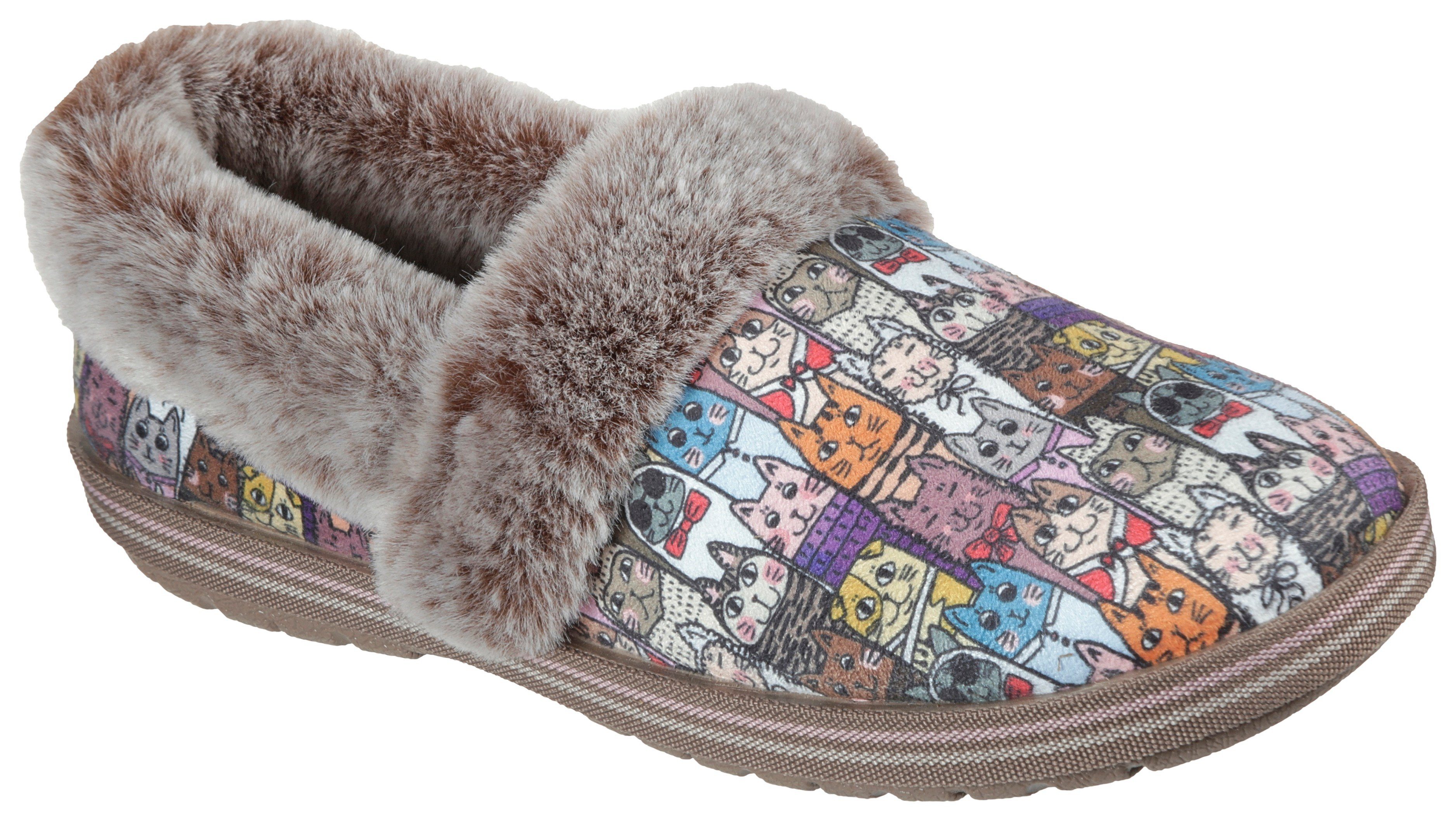 Skechers TOO COZY mit CAT Katzenprint CHIC witzigem Pantoffel