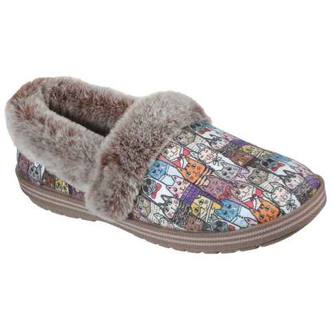 Skechers TOO COZY CHIC CAT Pantoffel mit witzigem Katzenprint