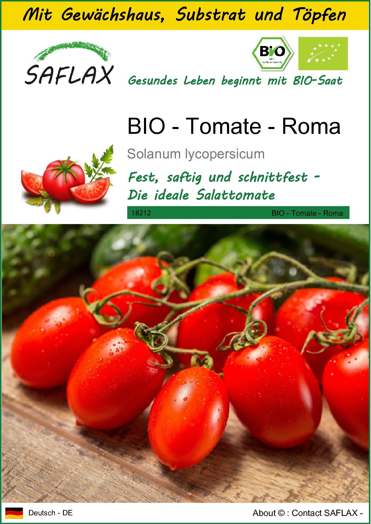 Gemüsesamen SAFLAX - Anzuchtset - BIO - Tomate - Roma