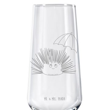 Mr. & Mrs. Panda Sektglas Seeigel - Transparent - Geschenk, Meer, Leben, Sektglas, Achtsamkeit, Premium Glas, Persönliche Gravur