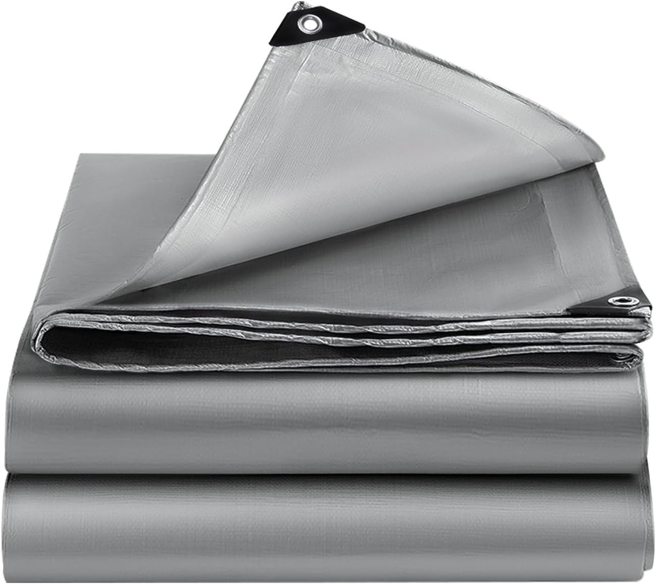 FELIXLEO Bodenschutzplane Abdeckplane 2x3m Wasserdicht mit Ösen Gewebeplane Silber (1-St)