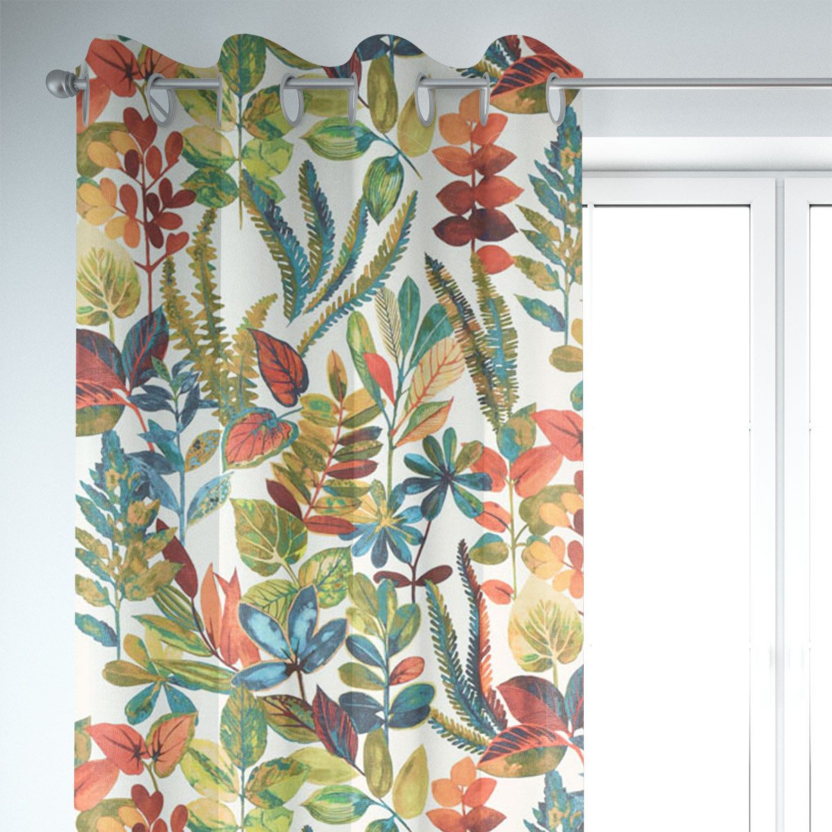 SCHÖNER LEBEN. Vorhang SCHÖNER LEBEN. Vorhang Tonga Spice Exotik Blätter Pflanzen bunt 245cm, Ösen, blickdicht, Baumwolle, handmade