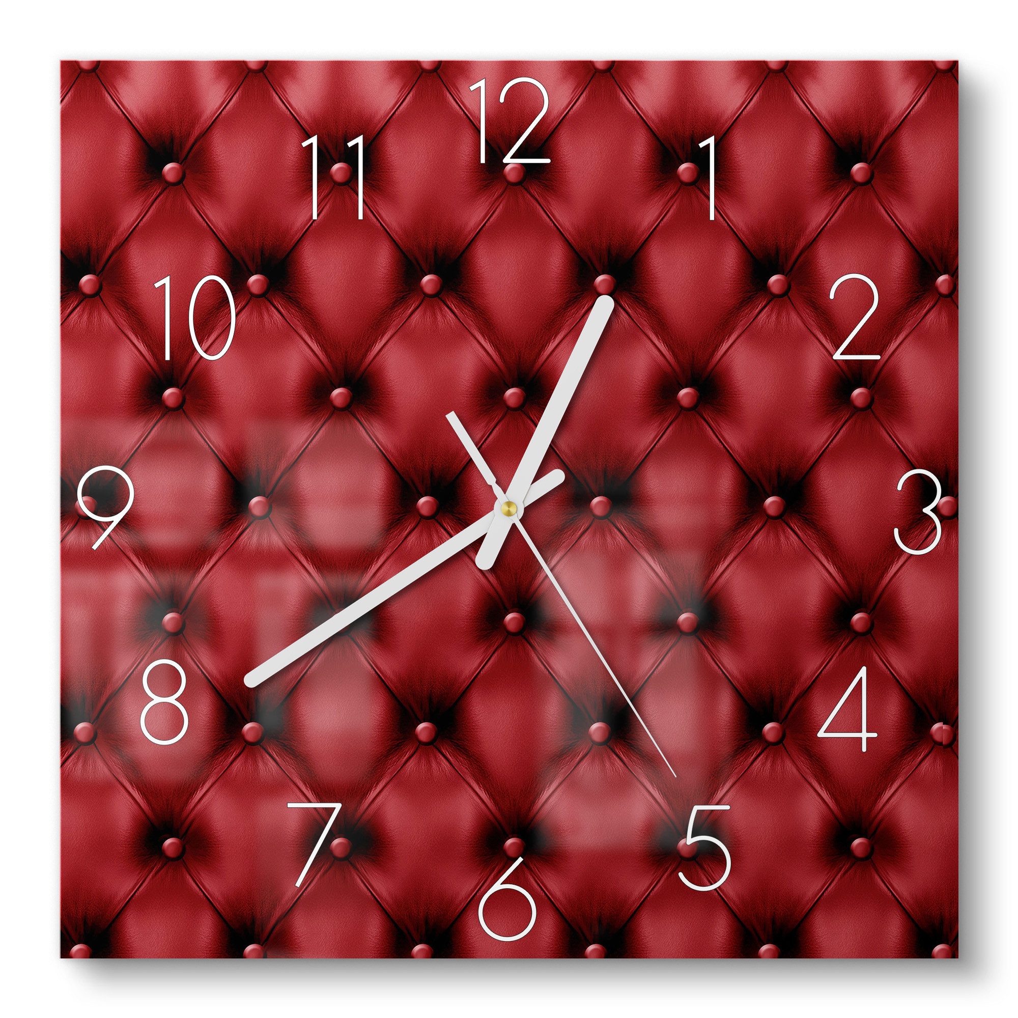 DEQORI Wanduhr 'Rote Eleganz' (Glas Glasuhr modern Wand Uhr Design Küchenuhr)