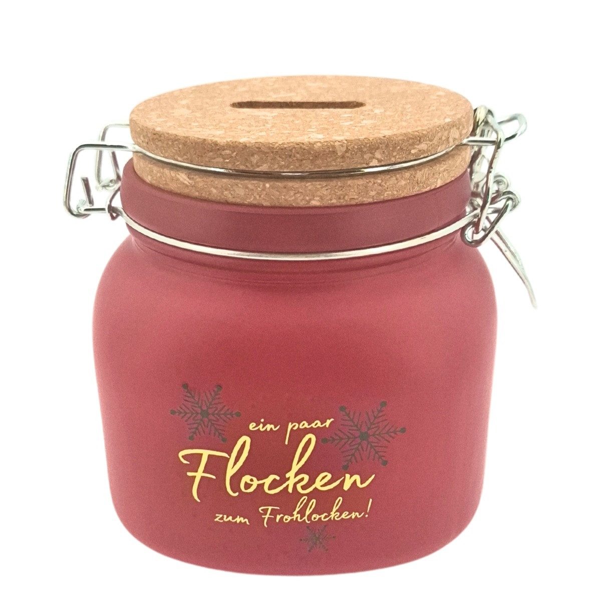 HERGO Creation Spardose Sparglas ein paar Flocken zum frohlocken rot