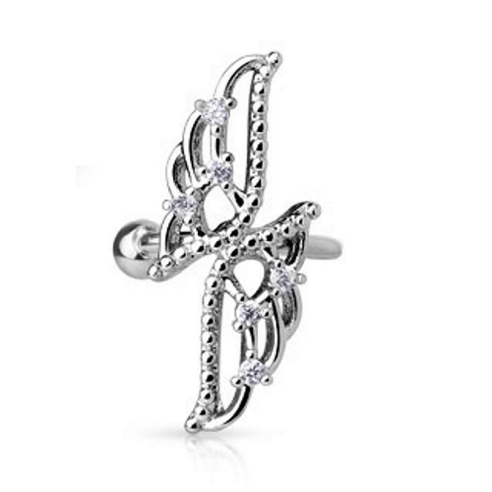 Ohrklemme Ohrklemme Flügel silber aus Messing für Damen