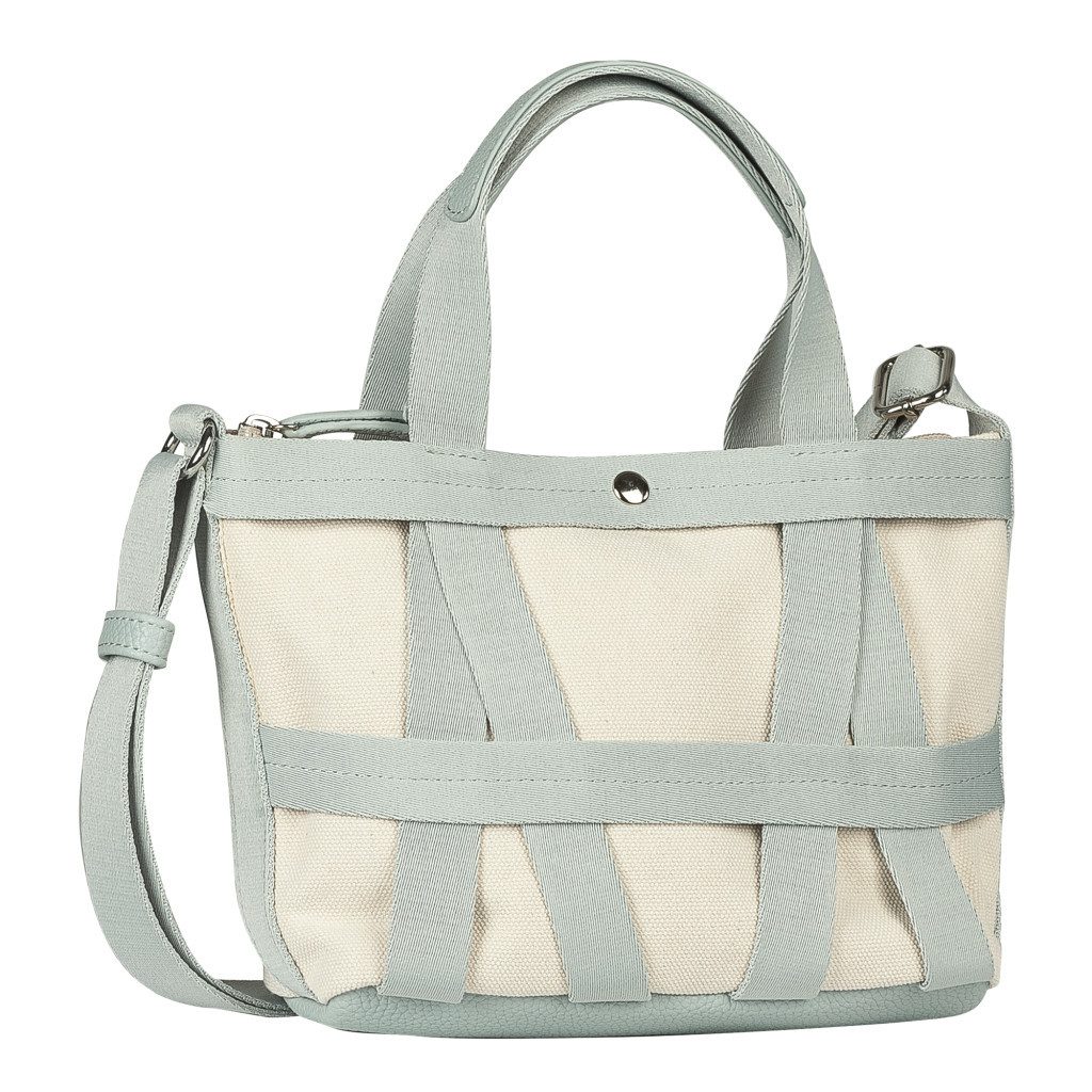 TOM TAILOR Denim Shopper Jada, Damen Umhängetasche, Handtasche mit schückendem Gewebebandgitter