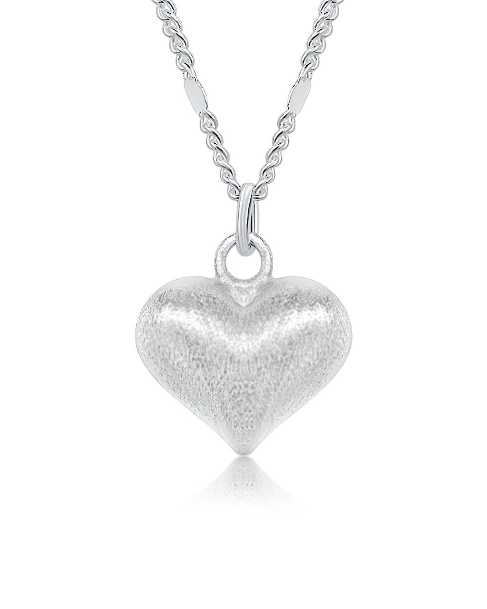 DANIEL CLIFFORD Herzkette 'Marie' Damen Halskette Silber 925 Anhänger Herz matt, 45cm (inkl. Verpackung), größenverstellbare filigrane Silberkette 40cm + 5cm mit Herz Anhänger