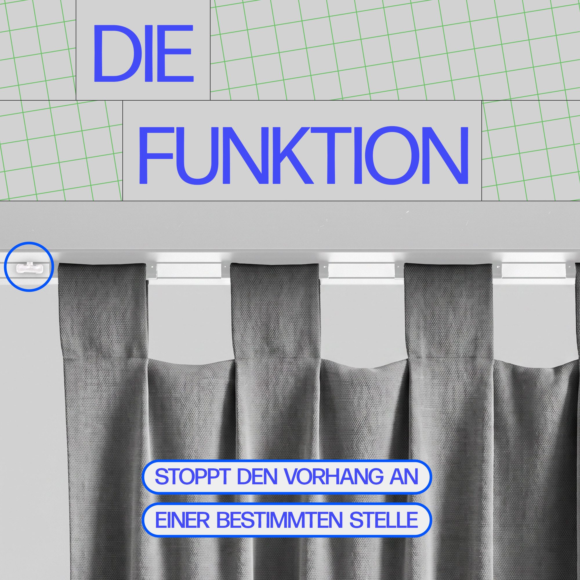 Bestlivings Feststeller Gardinenstopper, Gardinenschienen, Innenlaufschienen, (6-St), Zwischenfeststeller, Kunststoff, für gängige Schienensysteme geeignet