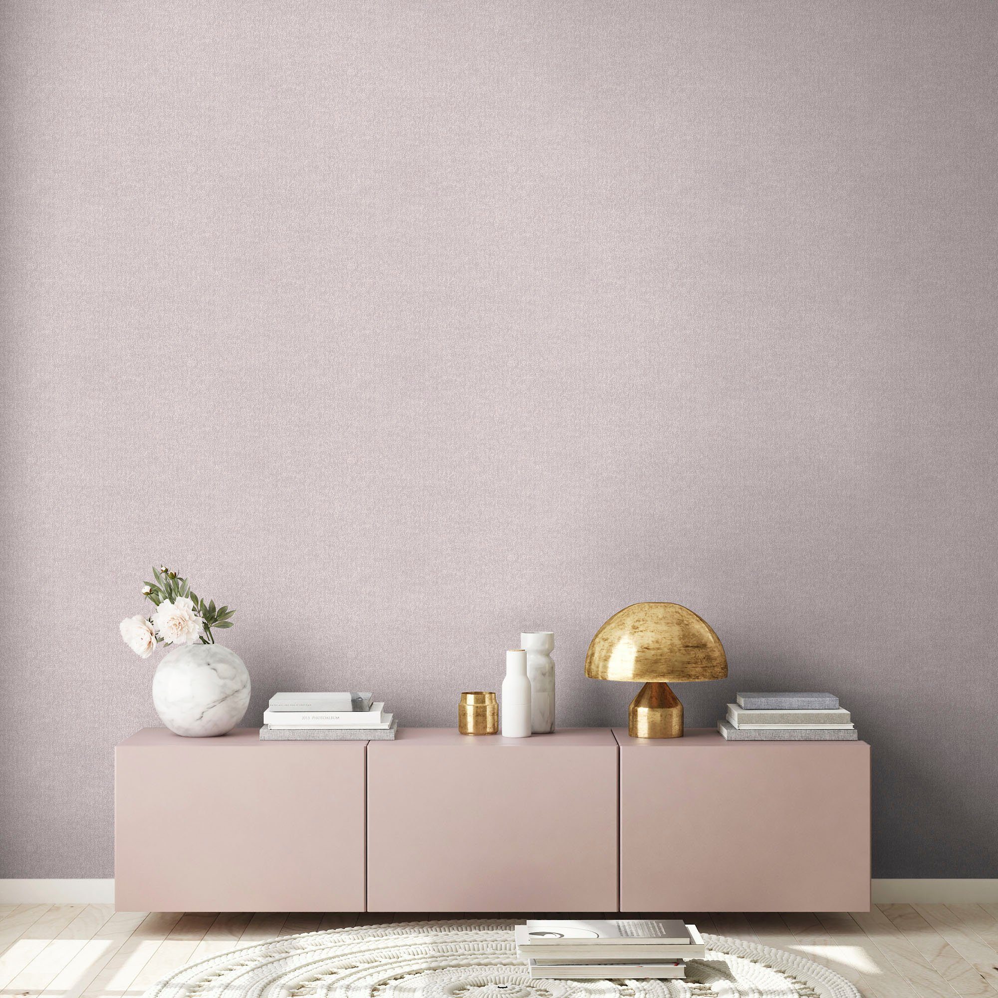 living walls strukturiert, Minimalmuster, rosa Tapete Muster glänzend, Vliestapete Mata Glitzermuster, Uni Hari