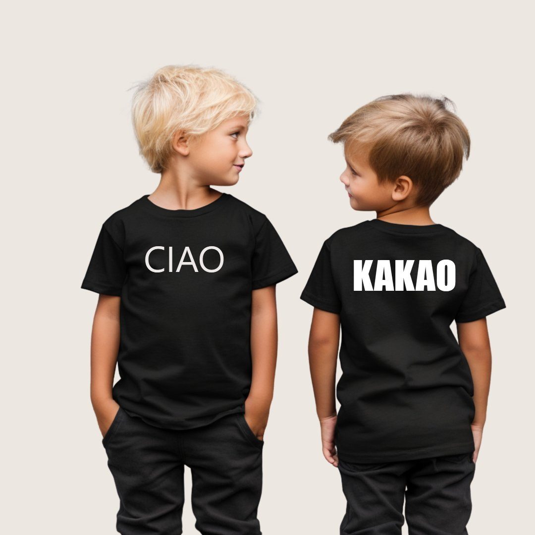 - Kakao und Shirt Lounis T-Shirt Rückseite, Kindermode Ciao Spruch Kinder - Vorder- mit Print-Shirt Babyshirt -