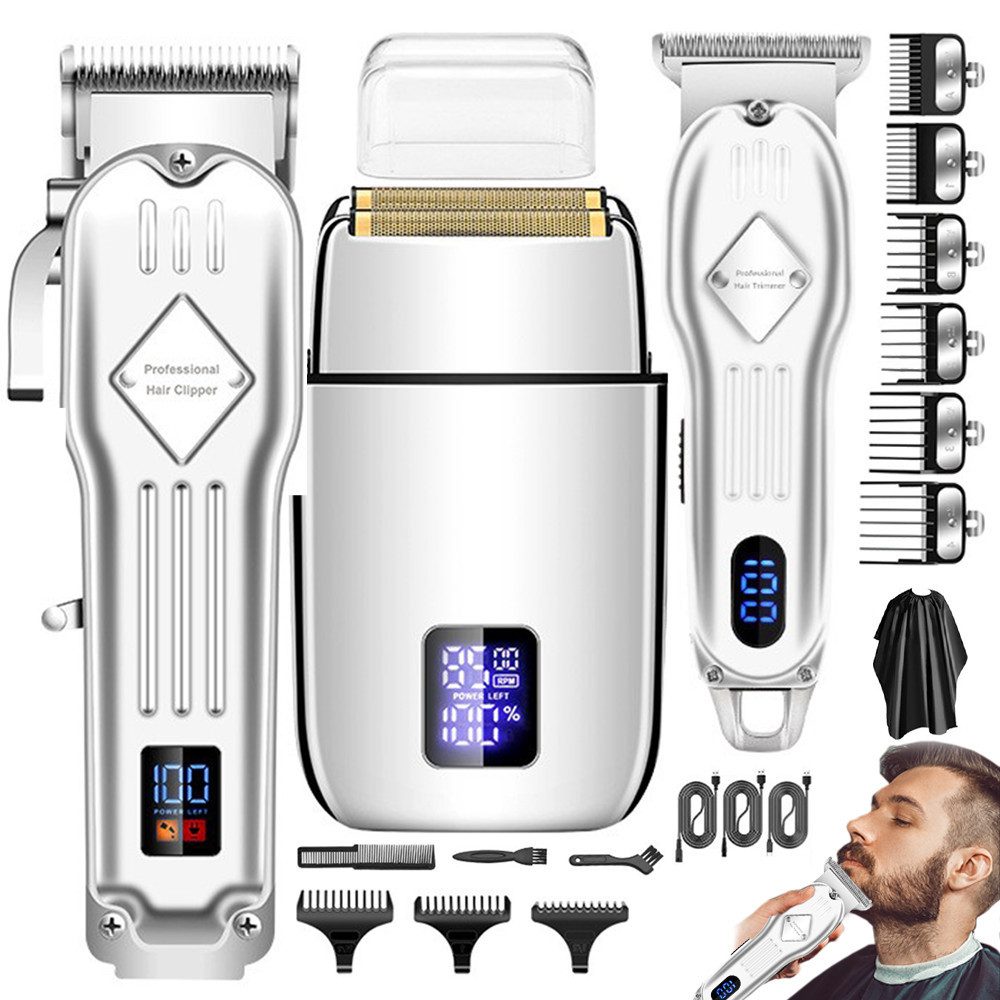 OKWISH Haarschneider Haarschneidemaschine Barttrimmer Haartrimmer Bartschneider, profi Barber Rasierer Herren Elektrisch Herrenhaarschneider LED AKKU
