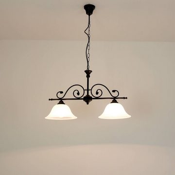 Licht-Erlebnisse Pendelleuchte »DOROTHEA«, Hängelampe im Landhausstil Deckenlampe Schwarz Alabaster Glas Lampe