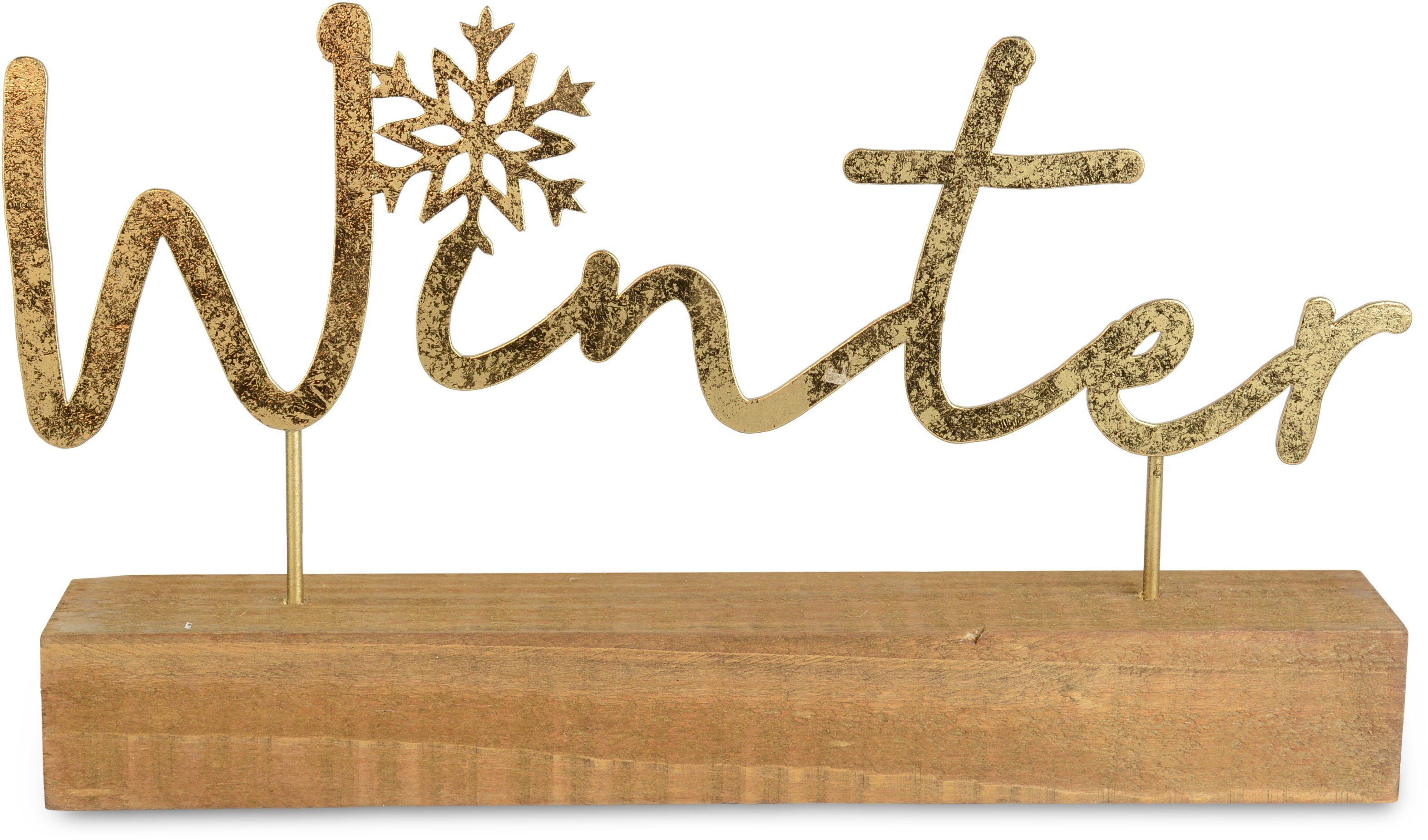 RIFFELMACHER & WEINBERGER Deko-Schriftzug Weihnachtsdeko (1 St), aus Metall  auf Holz, Höhe ca. 17 cm, Lieferumfang: 1 Dekoaufsteller Winter - Farbe  nach Wahl