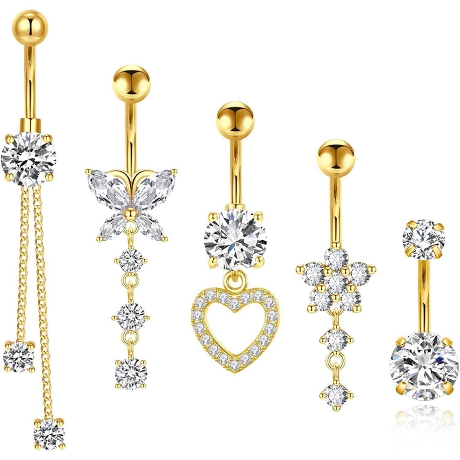 Bipl Bauchnabelpiercing Bauchnabelpiercing 5er Set Gold günstig online kaufen