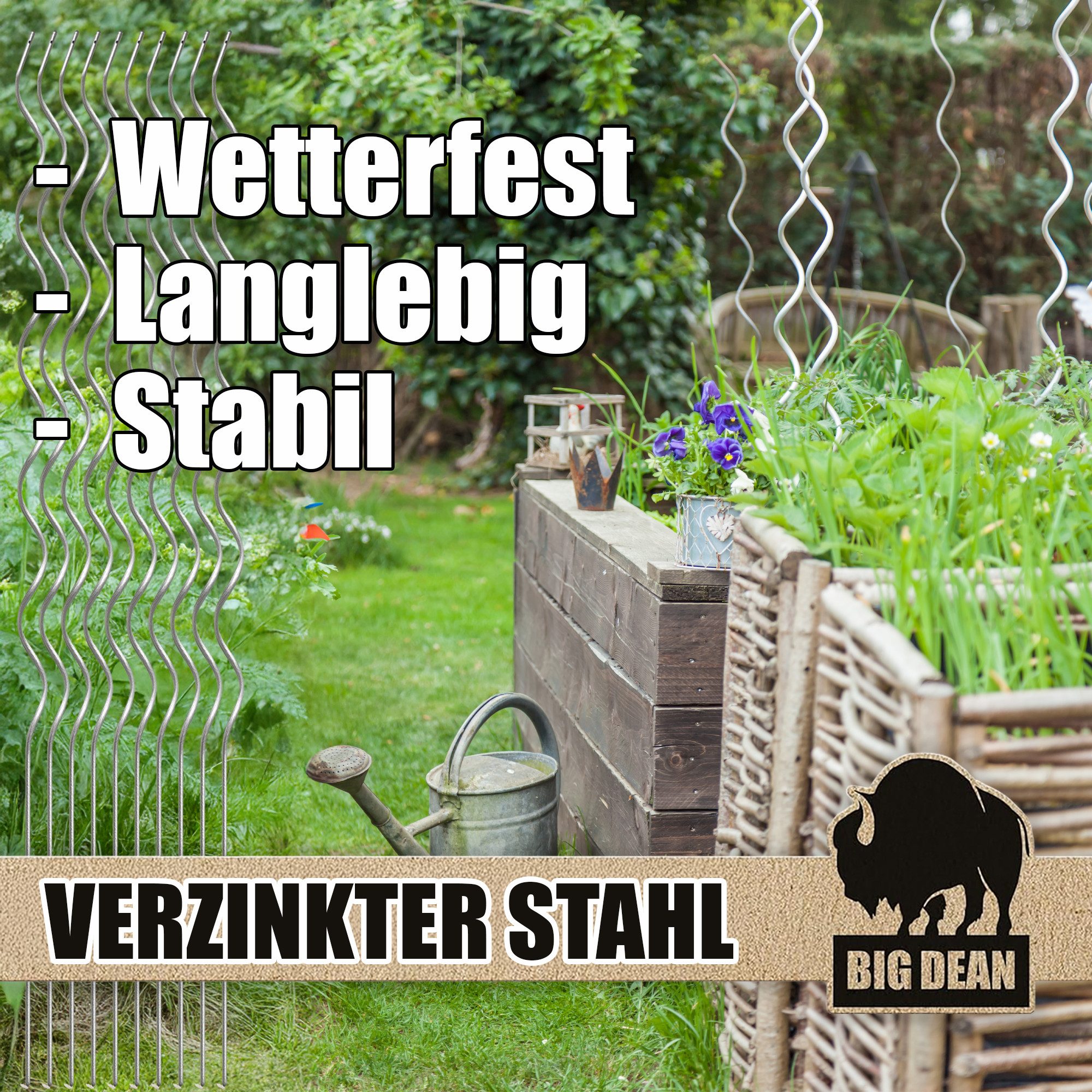 BigDean Rankgitter Tomatenspiralstäbe 110cm verzinkt Rankstab Ranke Pflanzstab Set, 10 St., Tomatenstäbe, Spiralstab, Mit Bindeloch – Bild 5 von 5