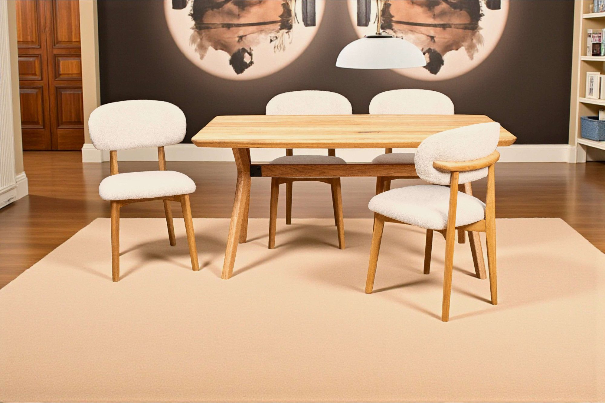Home affaire Esszimmerstuhl Nomo Polsterstuhl, Küchenstuhl, 4-Fußstuhl (2 St), Chenille, Massivholzbeine, Retro