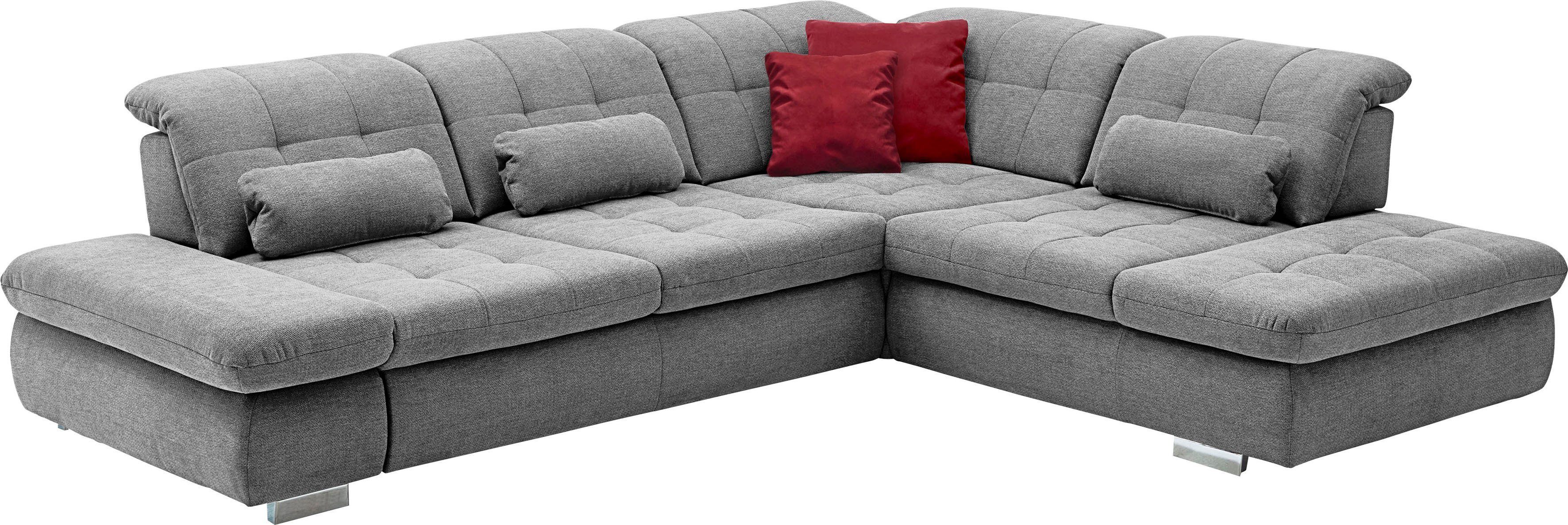 | Bettfunktion, Belle Sitztiefen- PlanBar silver MP-IN17004, Die silver silver Ecksofa mit Kopfteilverstellung und wahlweise Belle | Belle