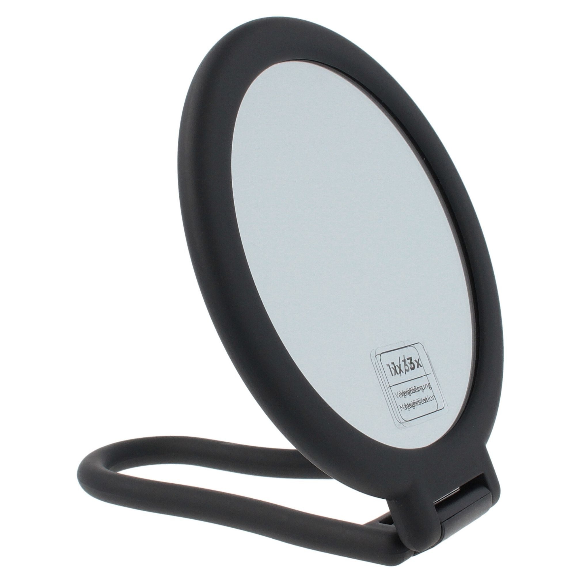 PARSA Beauty Standspiegel Essential Kosmetikspiegel Schwarz, Modernes Rubber Finish & 3-fache Ve