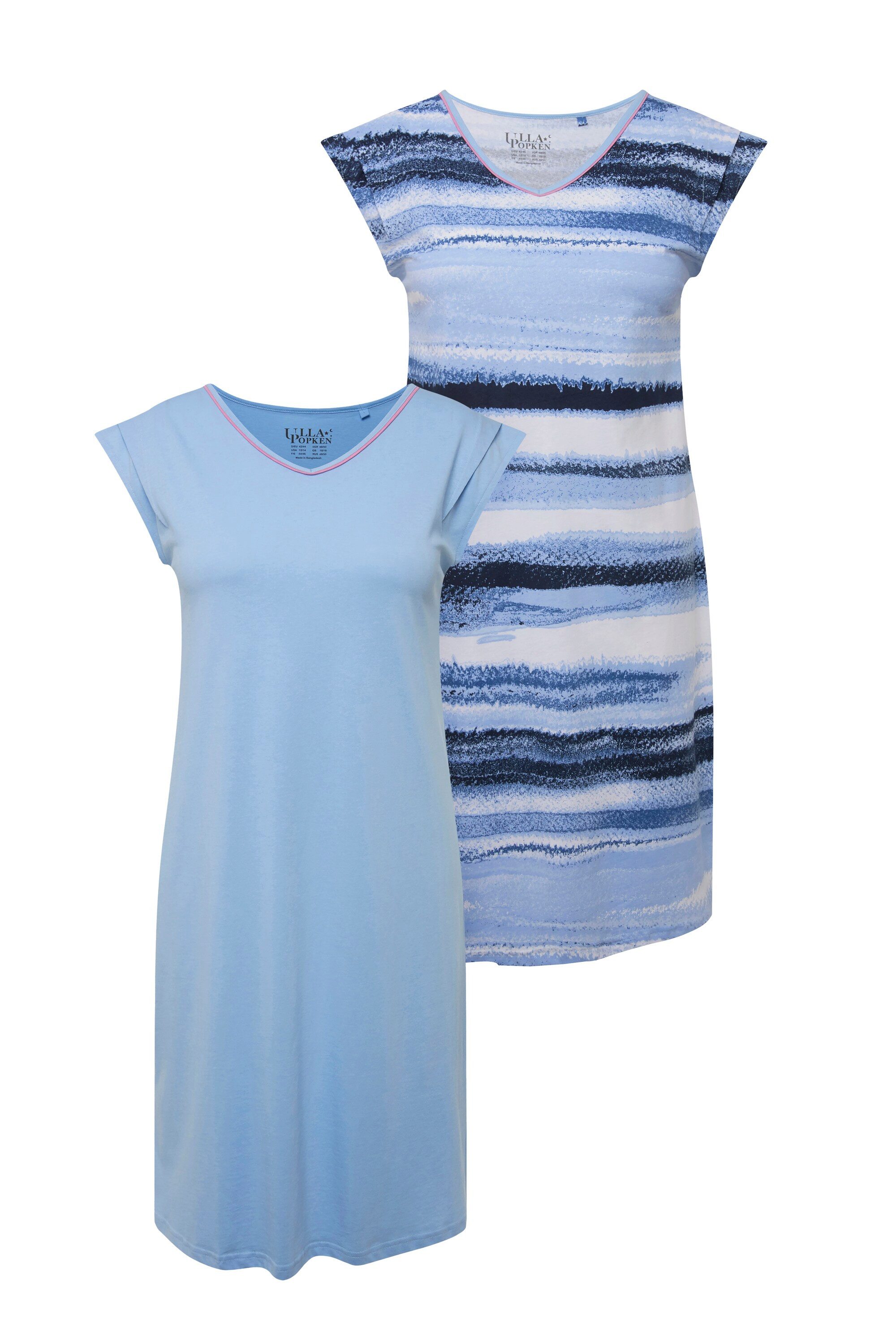 Ulla Popken Bigshirt Bigshirts 2er-Pack uni/Streifen V-Ausschnitt günstig online kaufen