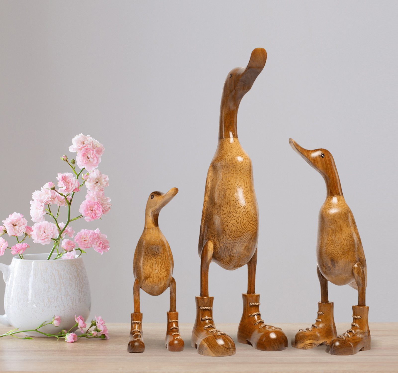 Rikmani Dekofigur Holzfigur Ente, Handgefertigte Dekoration günstig online kaufen