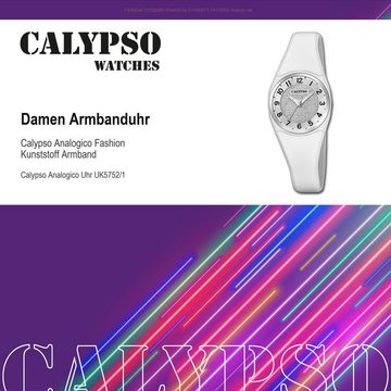 CALYPSO WATCHES Quarzuhr Calypso Damen Uhr K5752/1 Kunststoff PU, (Analoguhr), Damen Armbanduhr rund, Kunststoff, PUarmband weiß, Fashion