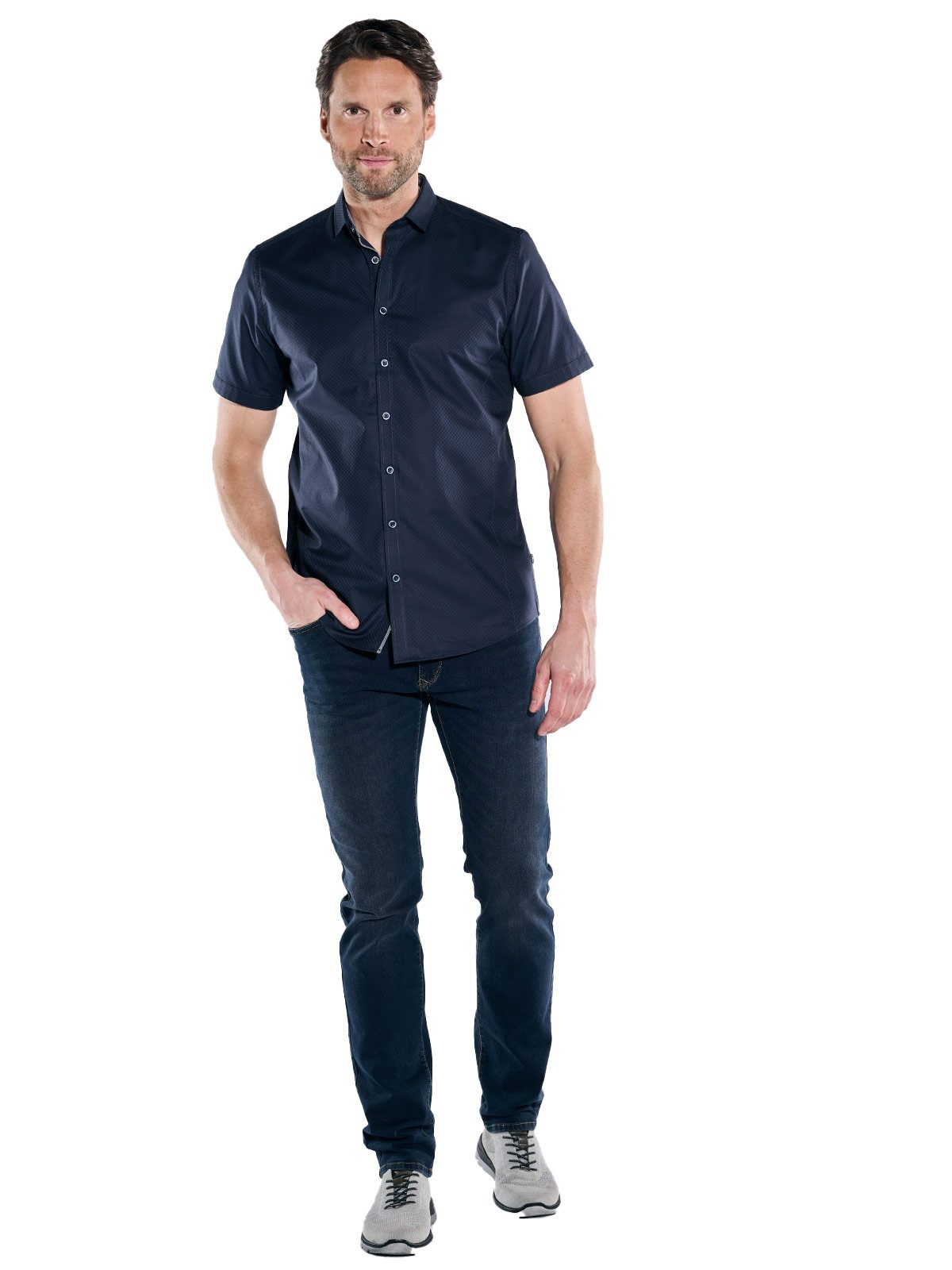 Engbers Kurzarmhemd Herren Kurzarm-Hemd "My Favorite", Saphirblau