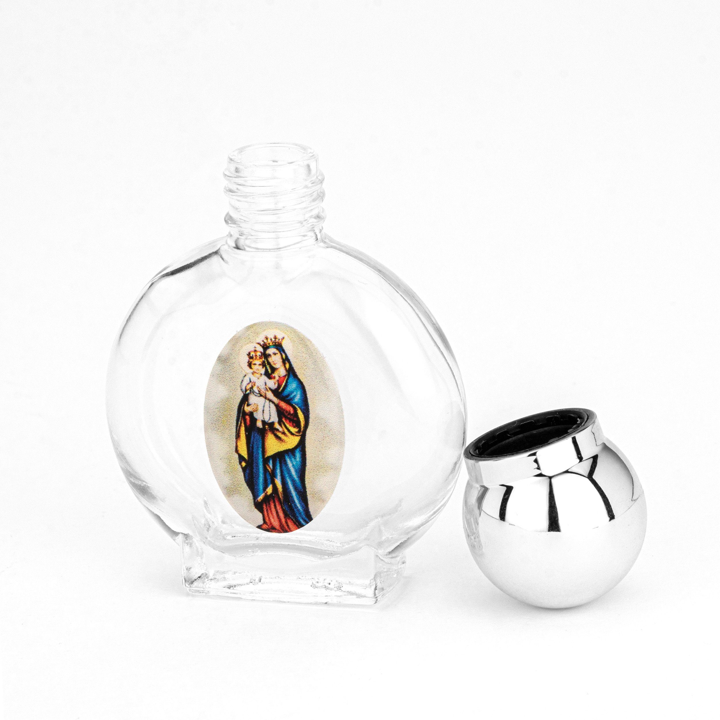 NKlaus Dekofigur 15ml Sakrale Weihwasserflasche aus Glas motiv Madonna Krone 7x4,5x2 cm, Made in Germany