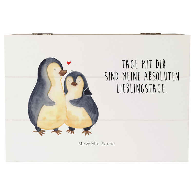 Mr. & Mrs. Panda Dekokiste Pinguin umarmend - Weiß - Geschenk, Hochzeit, Truhe, Liebesgeschenk, (1 St)