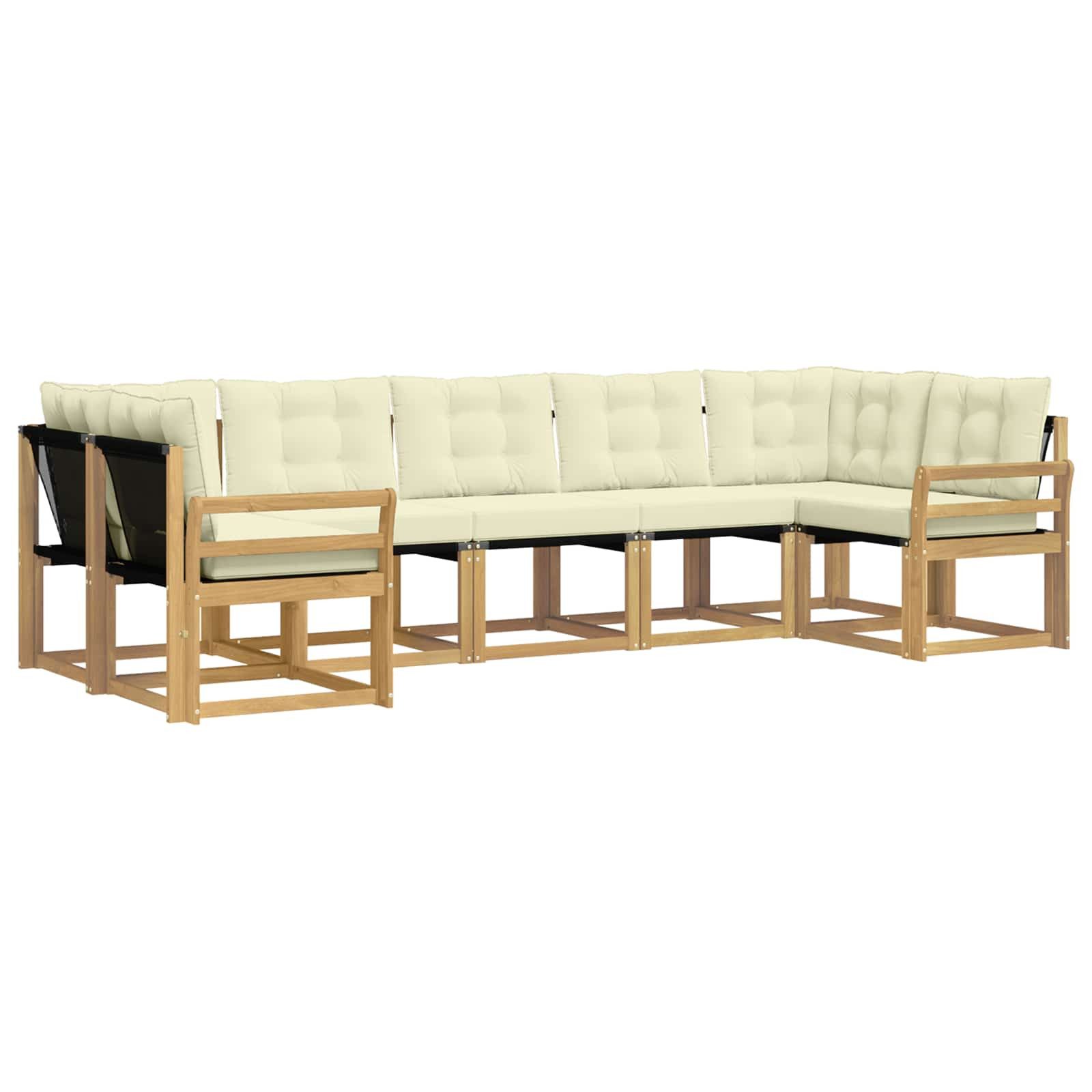 vidaXL Gartenlounge-Set Outdoor-Sofagarnitur 7 stk. Weiß und Creme, (7-tlg)