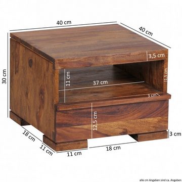 KADIMA DESIGN Nachttisch Nachtkonsole NAKO: Massives Holz, rustikaler Landhaus-Stil