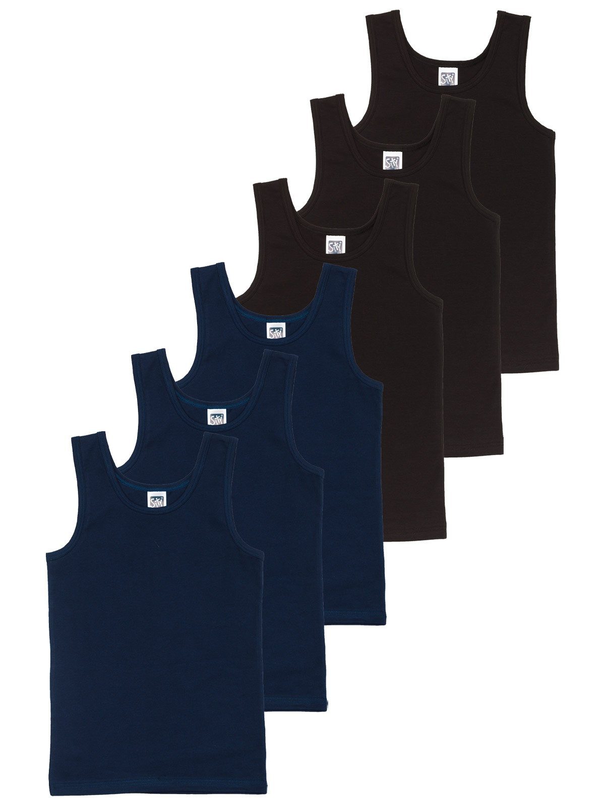 (Spar-Set, Sportshirt 6er Markenqualität Sparpack Single Jersey for navy hohe Sweety Kids Unterhemd schwarz Knaben 6-St)