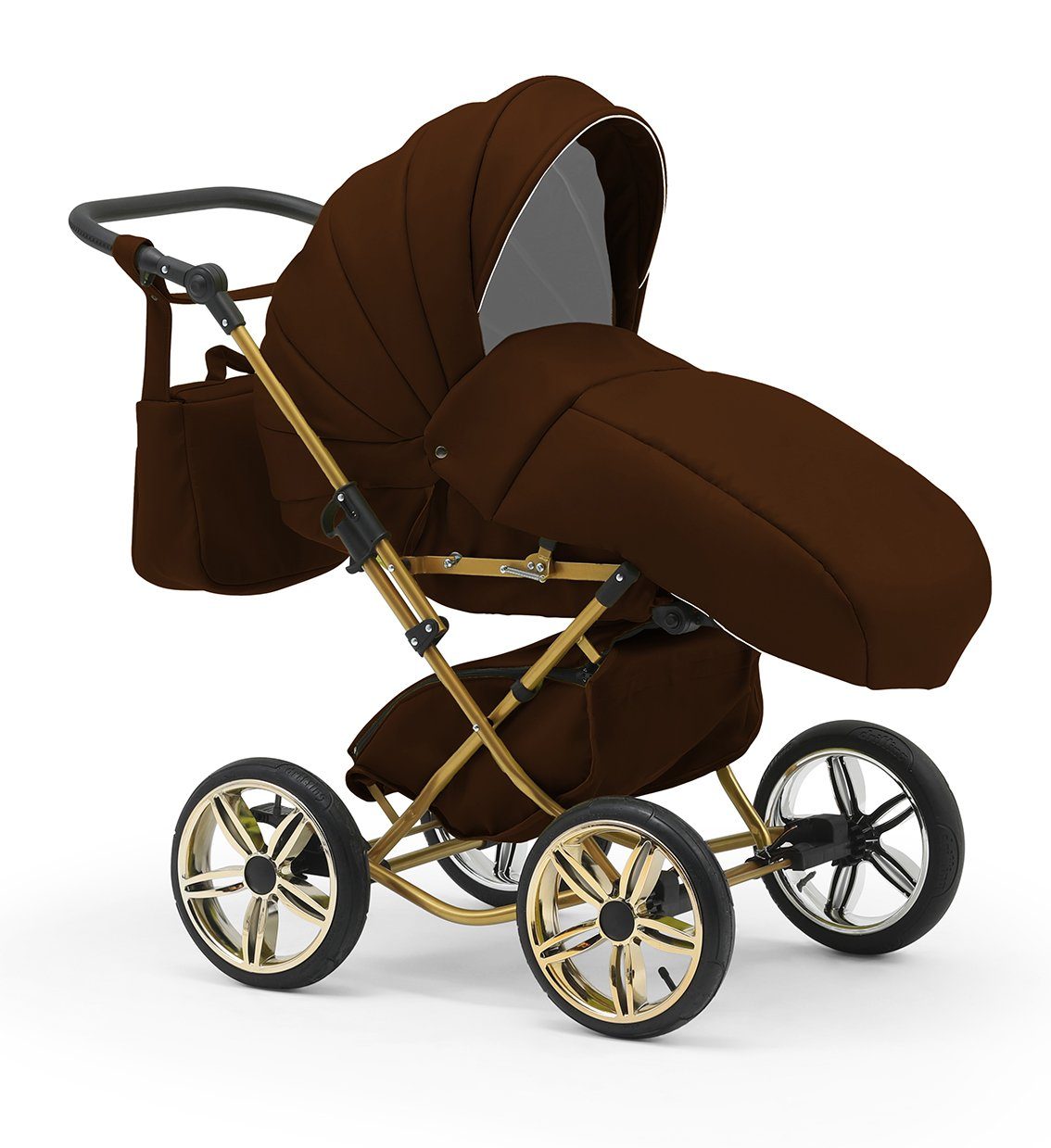 10 in 4 - Sorento Braun Kombi-Kinderwagen Autositz babies-on-wheels inkl. 1 14 Iso Designs Base Teile - in und