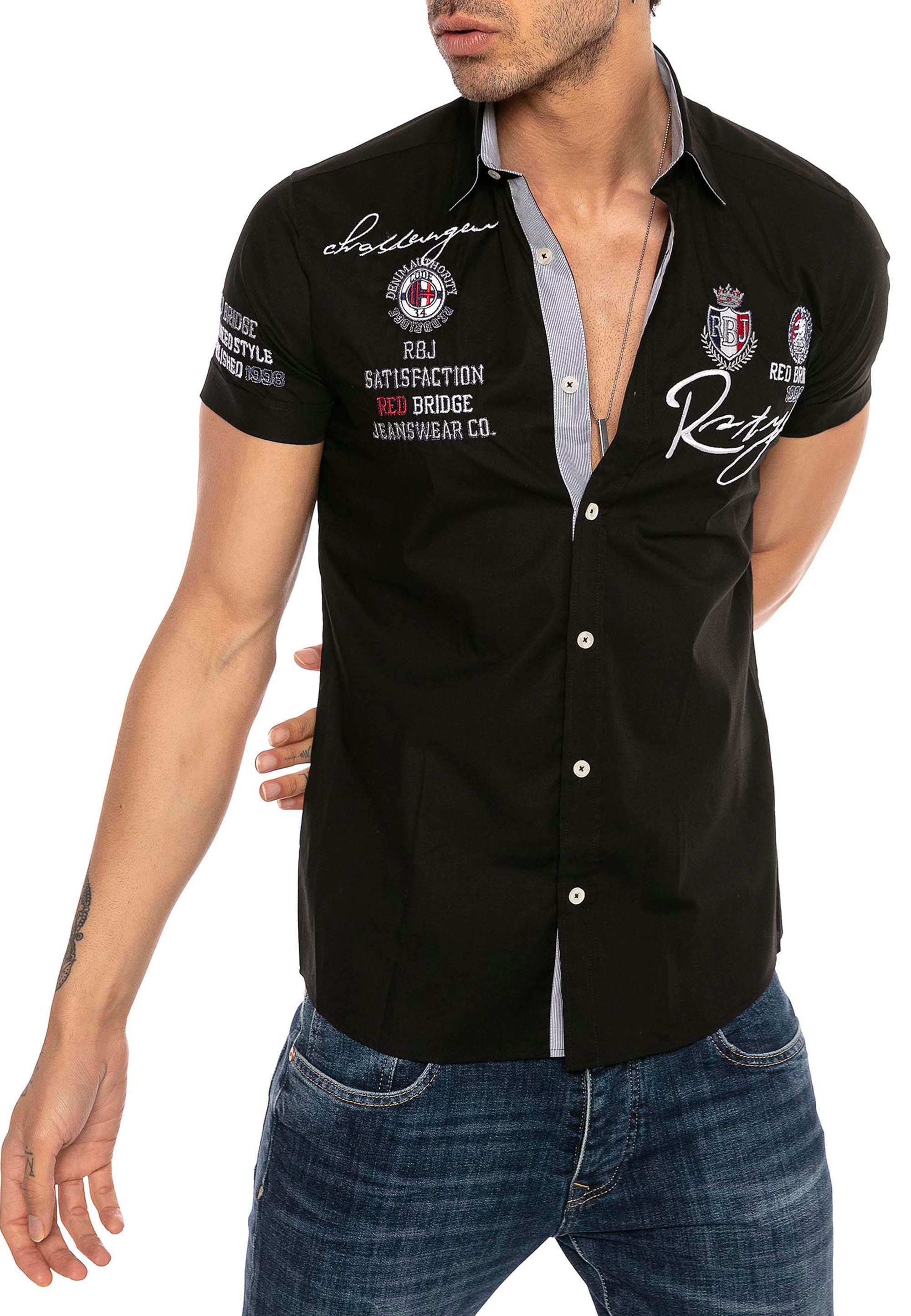 RedBridge Langarmhemd mit Stickereien – Slim günstig online kaufen