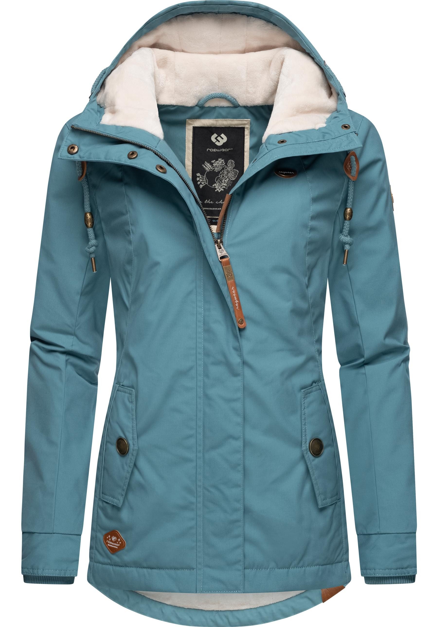 Ragwear Winterjacke Monade Damen Winterparka mit Kapuze und m. Fleece gefüttert