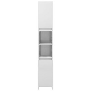vidaXL Badezimmer-Set Badezimmerschrank Hochglanz-Weiß 30x30x183,5 cm Spanplatte