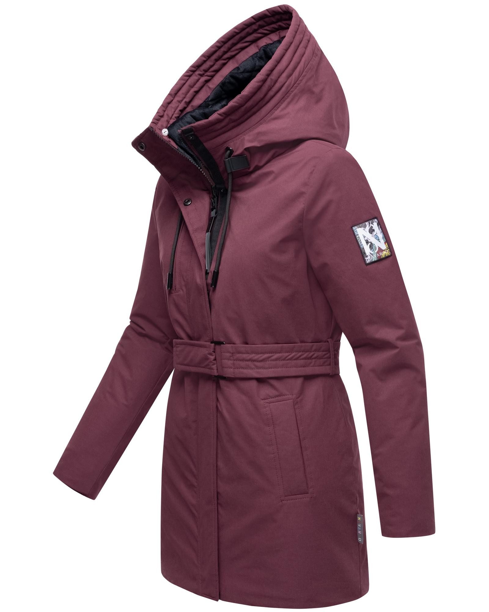 Navahoo Winterjacke Eishauch 14 Damen Winterparka mit Taillengürtel und Fleece-Kragen