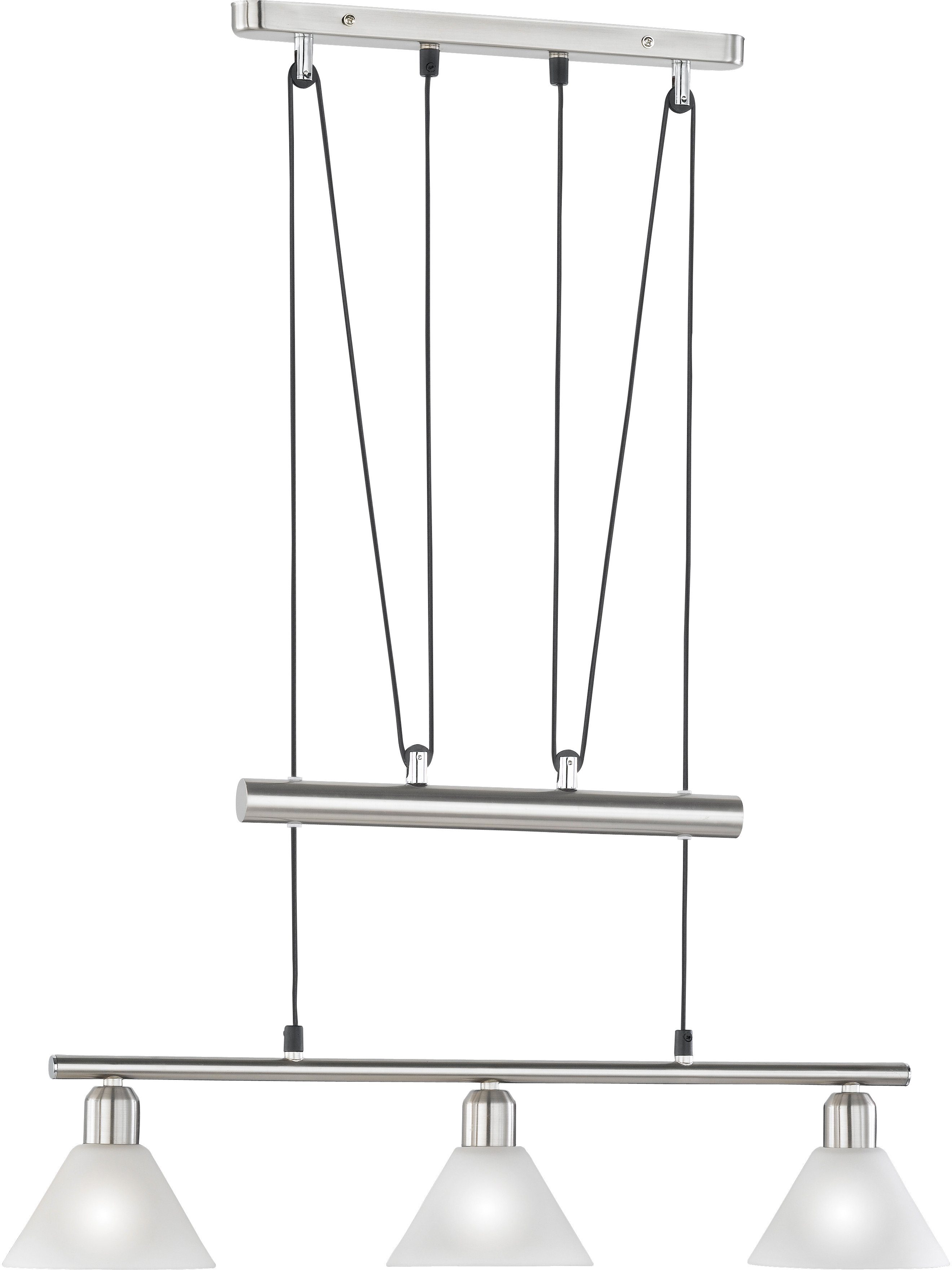 TRIO Leuchten Pendelleuchte Stamina, Hängeleuchte, Hängelampe, Seilzugmechanismus, Leuchtmittel, höhenverstellbar ohne